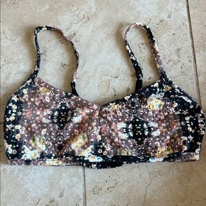 Volcom Floral Patterned Bralette - Black, Brown, White